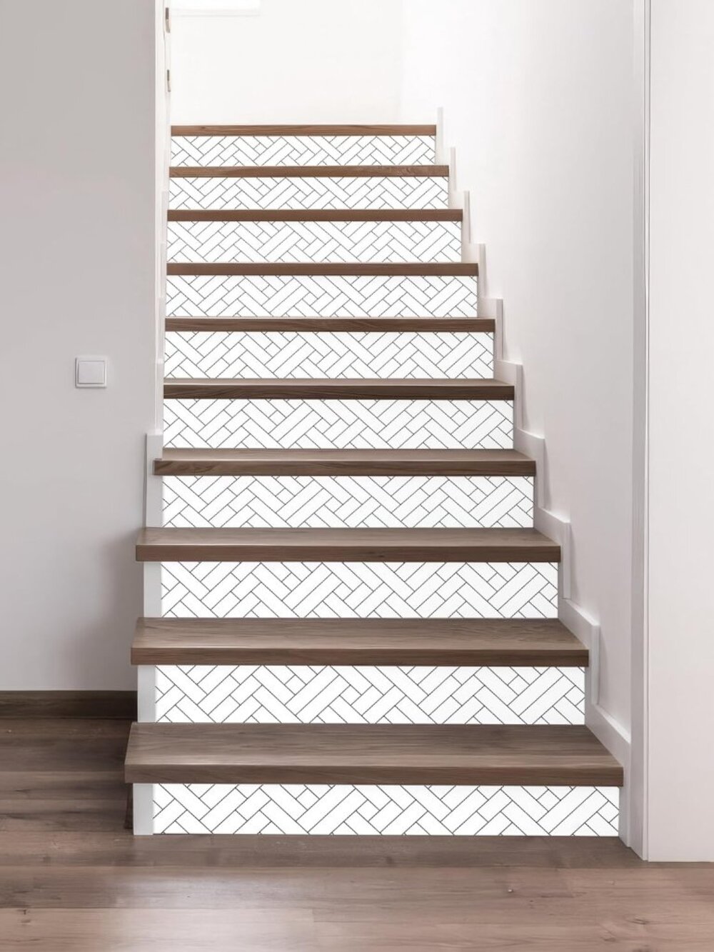 Stair Riser Decals - Black Lines Stair Stickers Murals Peel and Stick Self-Adhes